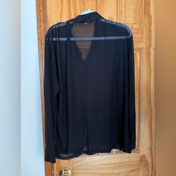BP Black Sheer Mesh Button-up Shirt Size M - Picture 5 of 9